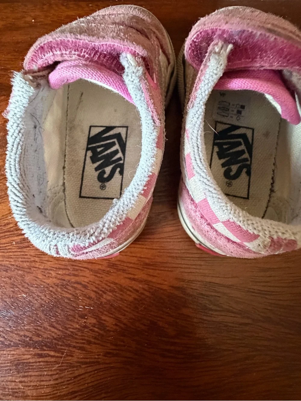Vans Kids Pink Checkerboard Velcro Sneakers